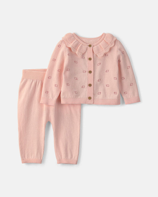 Carter's Baby Girl 2-Piece Sheep Long-Sleeve Top & Pant Set - Pink