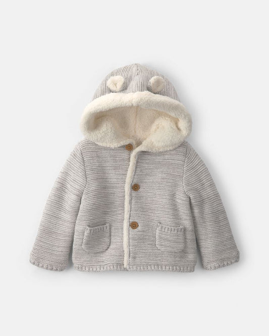 Carter's Baby Bear Sweater Knit Hooded Jacket - Grey