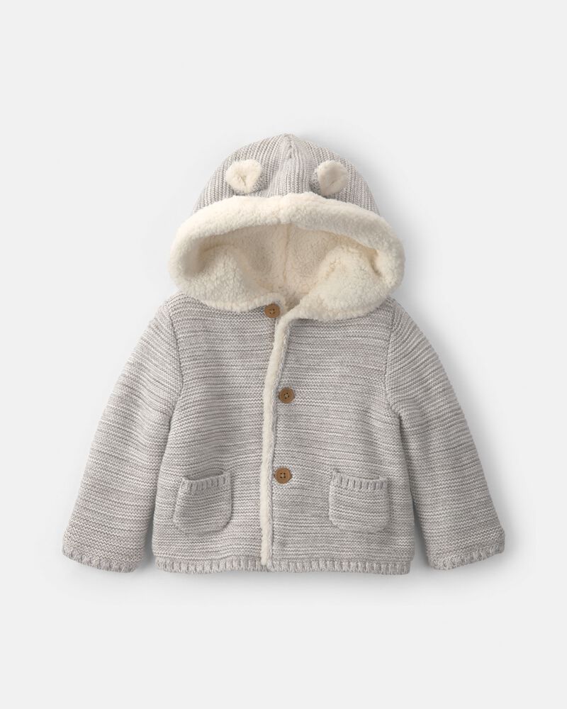 Carter's Baby Bear Sweater Knit Hooded Jacket - Grey