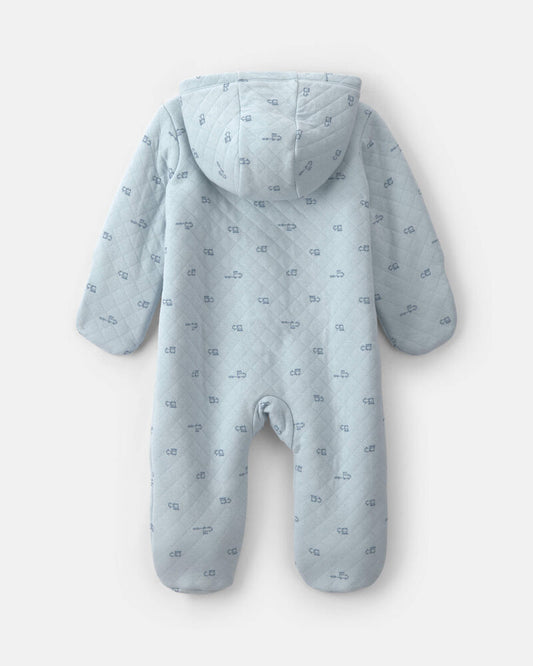 Carter's Baby Boy Train Teddy Fleece Long-Sleeve Jumpsuit - Blue