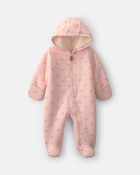 Carter's Baby Girl Sheep Teddy Fleece Long-Sleeve Jumpsuit - Pink