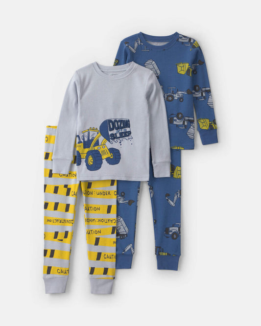 Carter's Baby Boy 4-Piece Construction 100% Cotton Snug Fit Pyjama Set - Blue