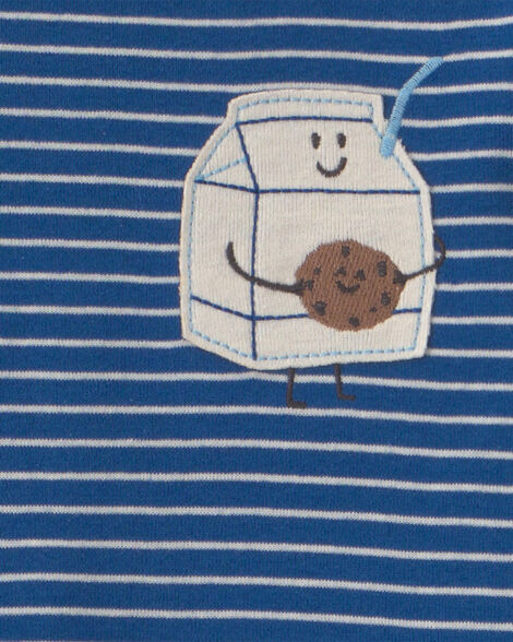 Carter's Toddler Boy 4-Piece Milk & Cookies 100% Cotton Snug Fit Pajama Set - Blue