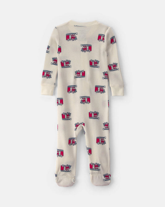 Carter's Baby Boy 1-Piece Firetrucks Thermal Snug Fit Pyjama - Cream