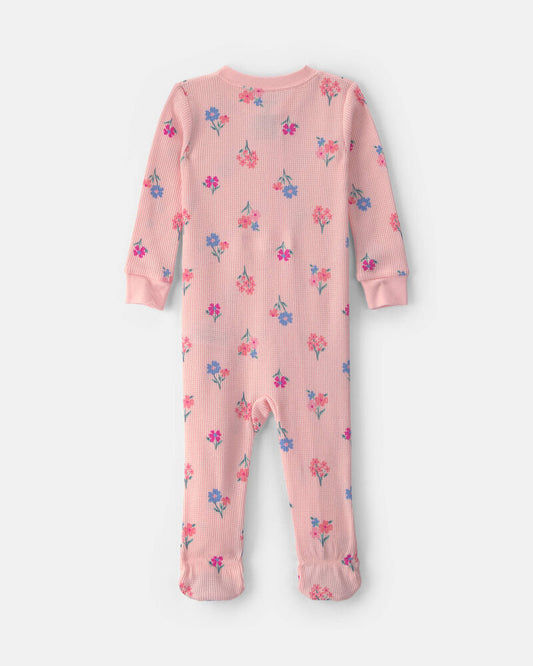 Carter's Baby Girl 1-Piece Floral Thermal Snug Fit Footed Pyjama - Pink
