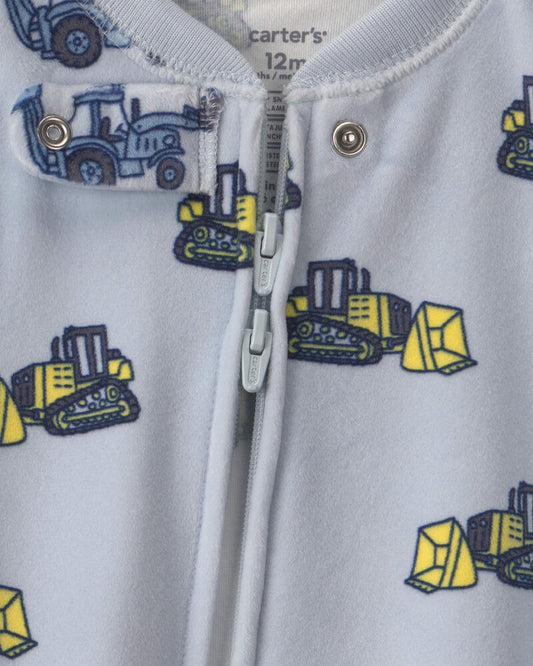Carter's Baby Boy 1-Piece Construction 2-Way Zip DreamPlush Snug Fit Footed Pyjama - Blue