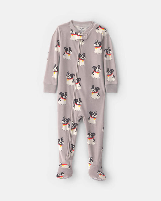 Carter's Baby Boy 1-Piece Dog 2-Way Zip DreamPlush Snug Fit Footed Pyjama - Grey