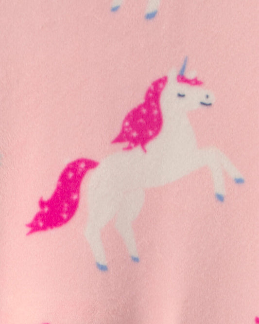 Carter's Baby Girl 1-Piece Unicorn 2-Way Zip DreamPlush Snug Fit Pyjama - Pink