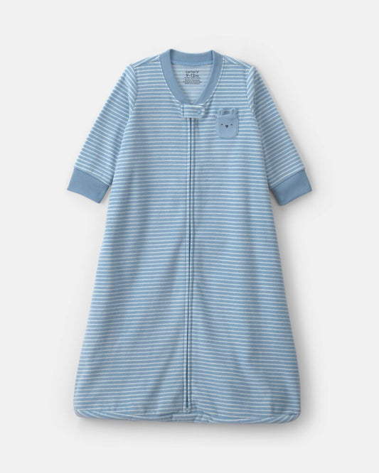 Carter's Baby Boy Striped Fleece Loose Fit Wearable Blanket - Blue