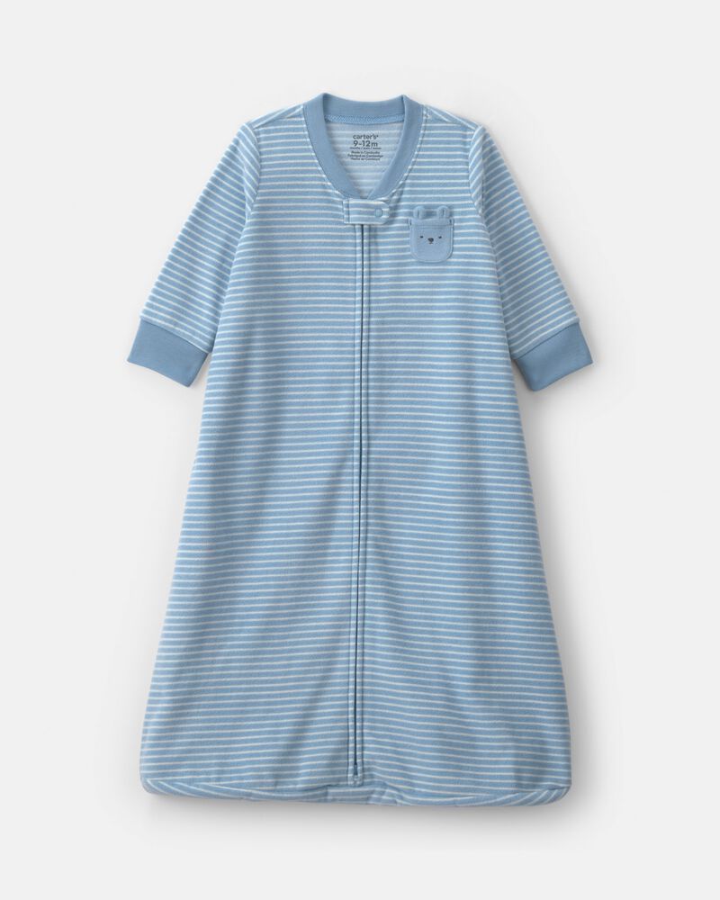 Carter's Baby Boy Striped Fleece Loose Fit Wearable Blanket - Blue