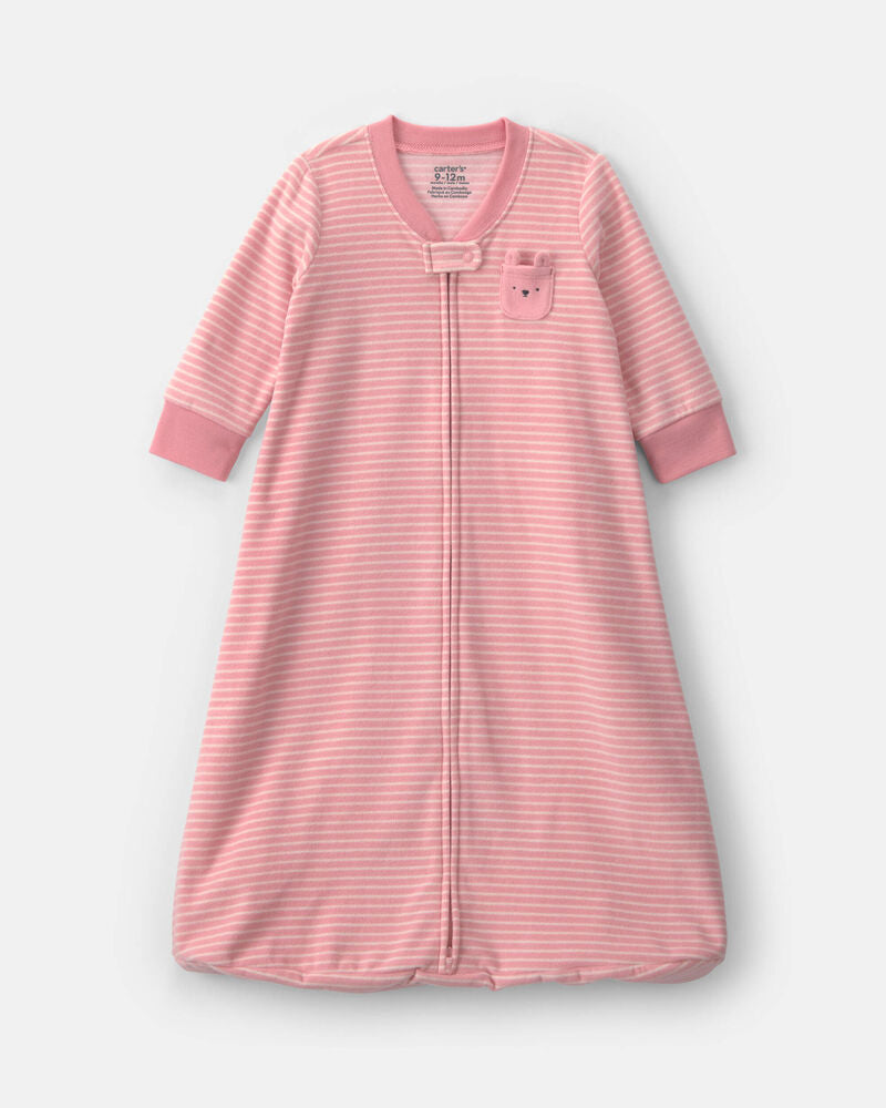 Carter's Baby Girl Striped Fleece Loose Fit Wearable Blanket - Pink