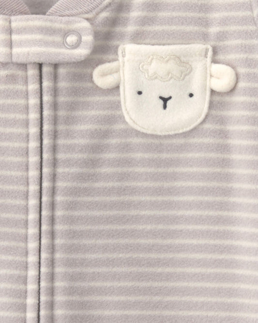 Carter's Baby Sheep Striped Fleece Loose Fit Wearable Blanket - Grey