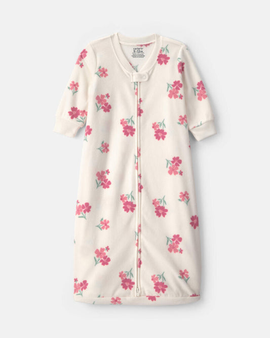 Carter's Baby Girl Floral Fleece Loose Fit Wearable Blanket - Cream