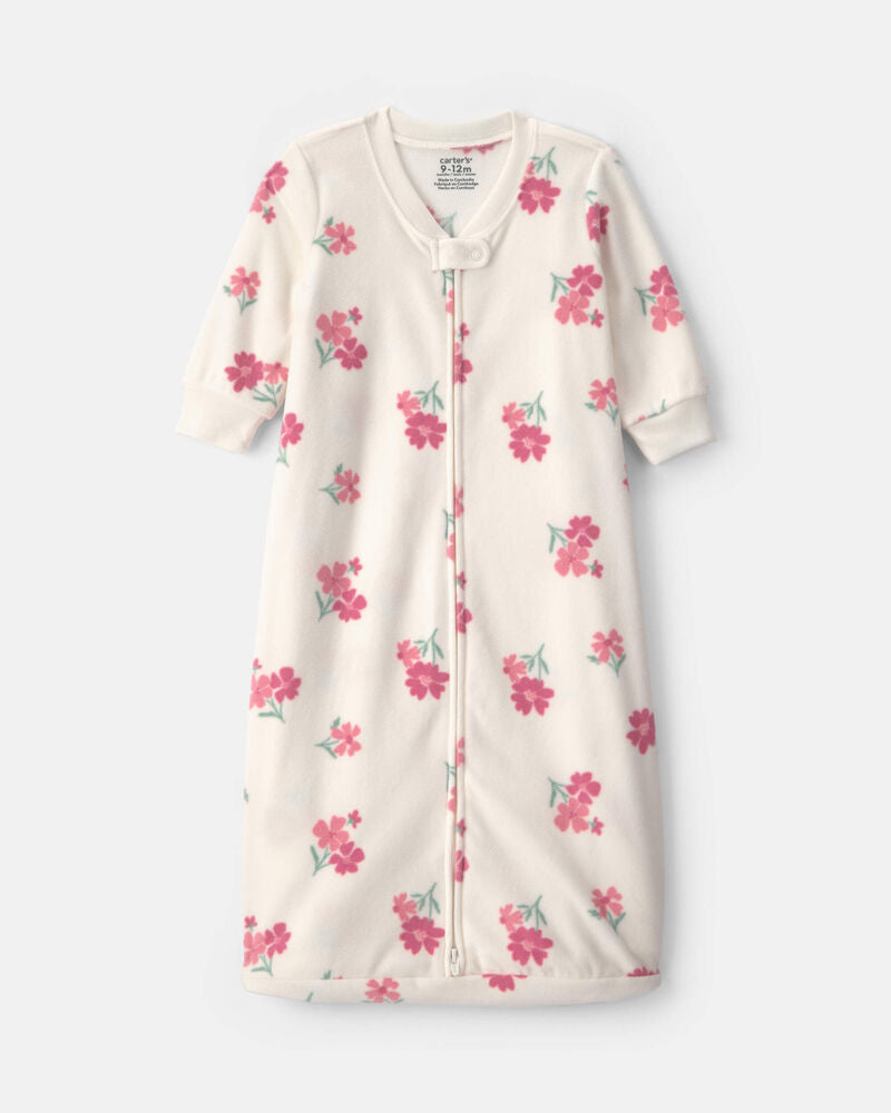 Carter's Baby Girl Floral Fleece Loose Fit Wearable Blanket - Cream