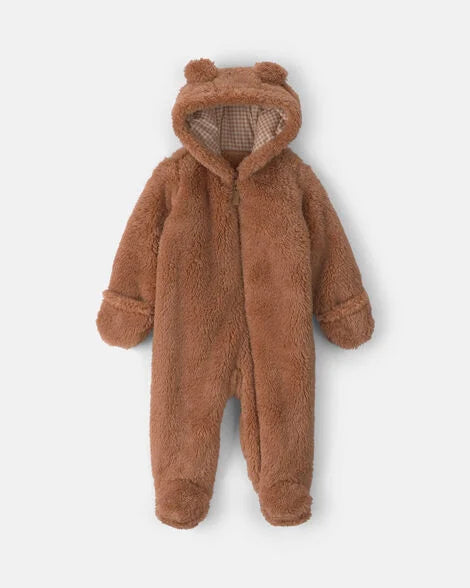 Carter's Baby Bear Teddy Fleece Long-Sleeve Jumpsuit - Brown