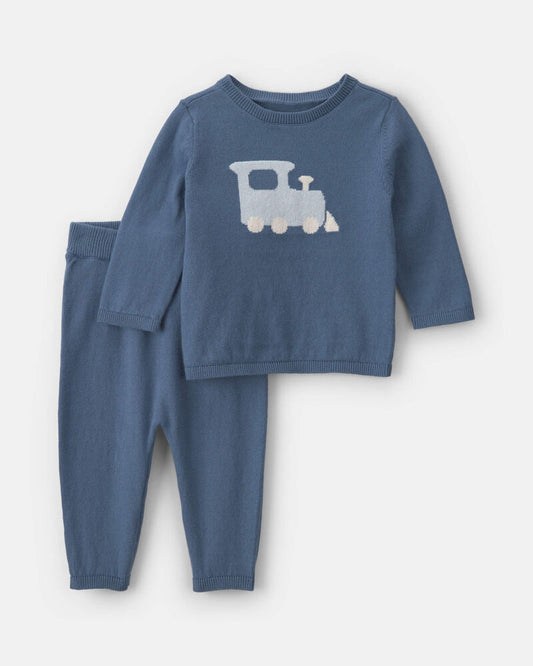 Carter's Baby Boy 2-Piece Train Long-Sleeve Top & Pant Set - Blue
