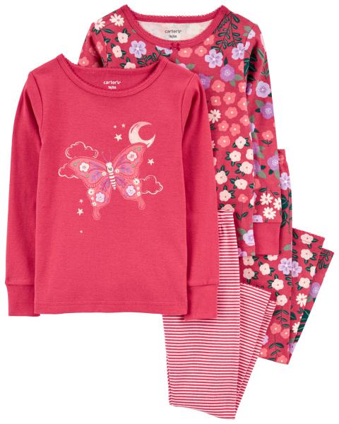 Carter's Toddler 4-Piece Butterfly 100% Snug Fit Cotton Pajamas