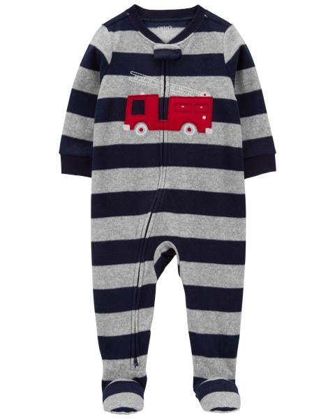 Carter's Toddler 1-Piece Firetruck Fleece Footie Pajamas