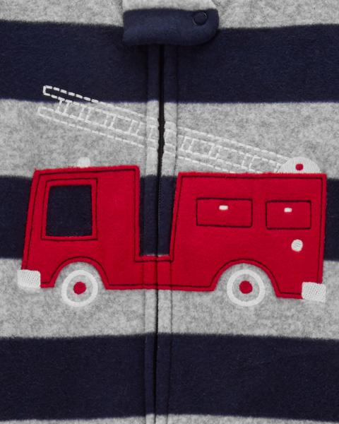 Carter's Toddler 1-Piece Firetruck Fleece Footie Pajamas