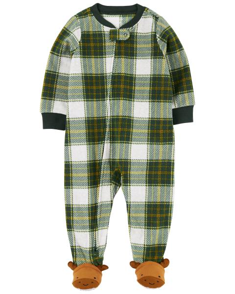 Carter's 1-Piece Fleece Green Buffalo Check Footed Pyjama
