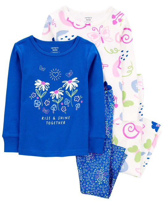 Carter's 4-Piece Blue Floral Print Pyjamas