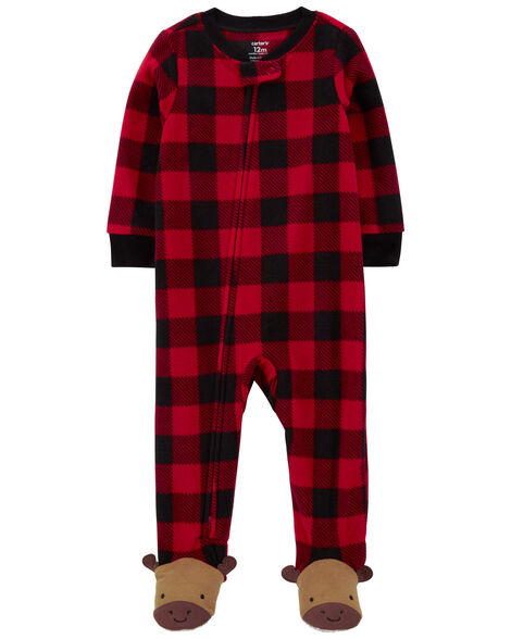 Carter's Toddler 1-Piece Buffalo Check Fleece Footie Pajamas