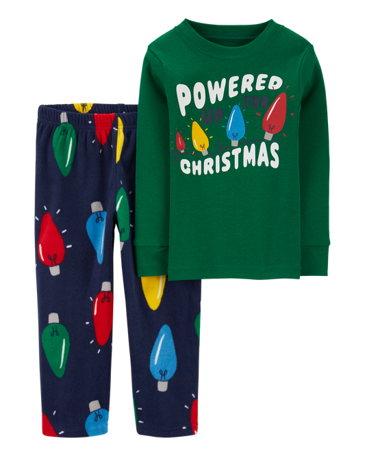 Carter's Toddler 2-Piece Christmas Lights Cotton & Fuzzy Pajamas