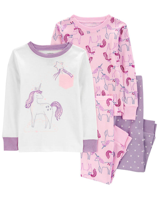 Carter's Toddler 4-Piece Unicorn 100% Snug Fit Cotton Pyjamas