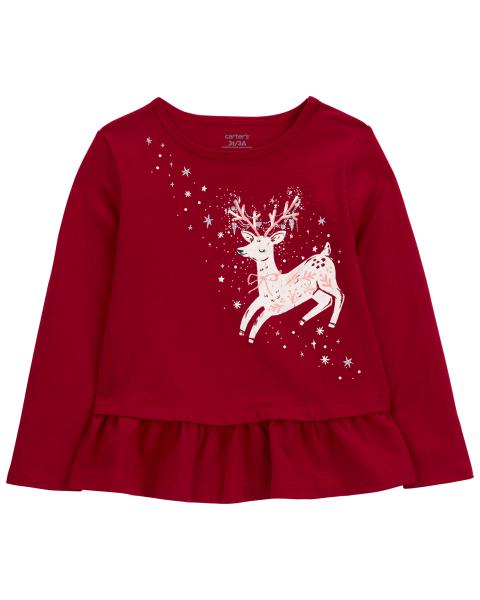 Carter's Toddler Reindeer Peplum Top with Fleece Leggings