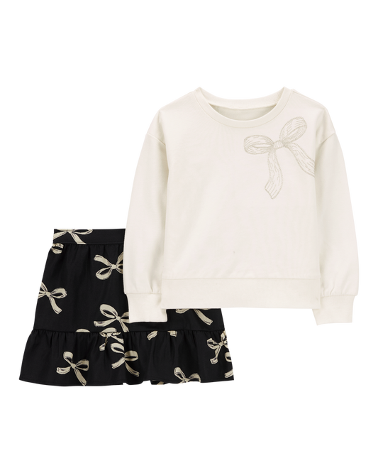 Carter's Toddler 2-Piece Bow Print Sweatshirt & Skirt Set