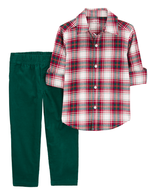 Carter's Toddler 2-Piece Plaid Button-Down Shirt & Pull-On Corduroy Pant Set