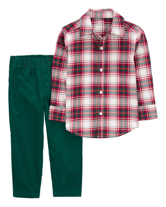 Carter's Toddler 2-Piece Plaid Button-Down Shirt & Pull-On Corduroy Pant Set