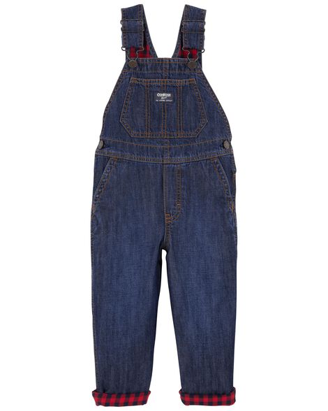 Carter's Toddler Buffalo Plaid-Lined Overalls