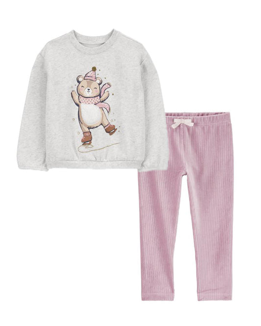 Carter's Toddler Ice Skating Bear Fleece Sweatshirt with Pull-On Velour Pants