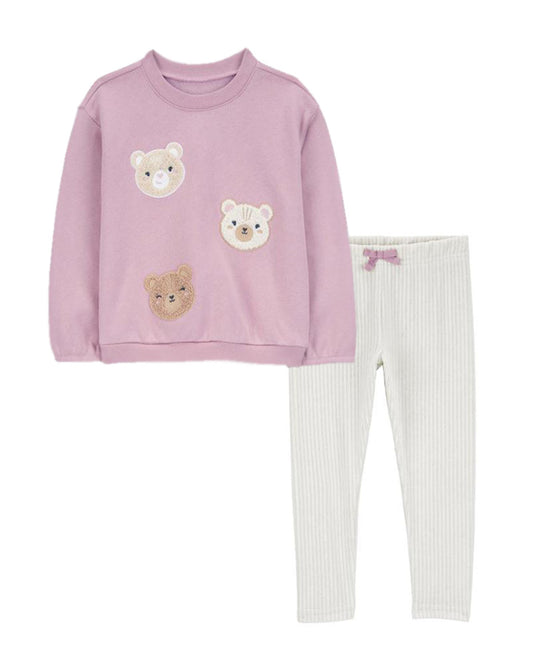 Carter's Toddler Bear Fleece Sweatshirt with Pull-On Velour Pants