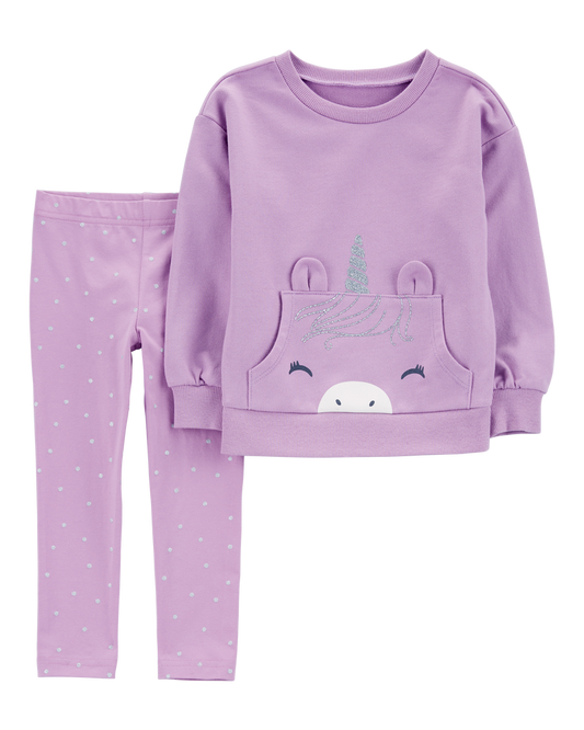 Carter's Toddler 2-Piece Glitter Unicorn Sweatshirt & Polka Dot Leggings