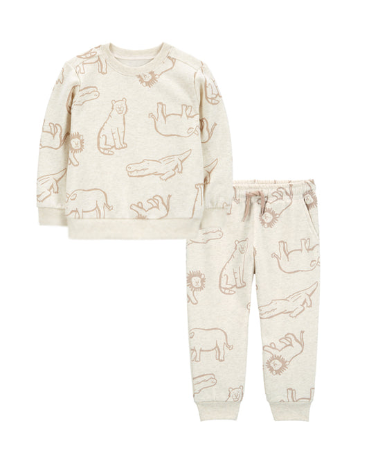 Carter's Toddler Safari Animal Print Fleece Pullover with Fleece Pants
