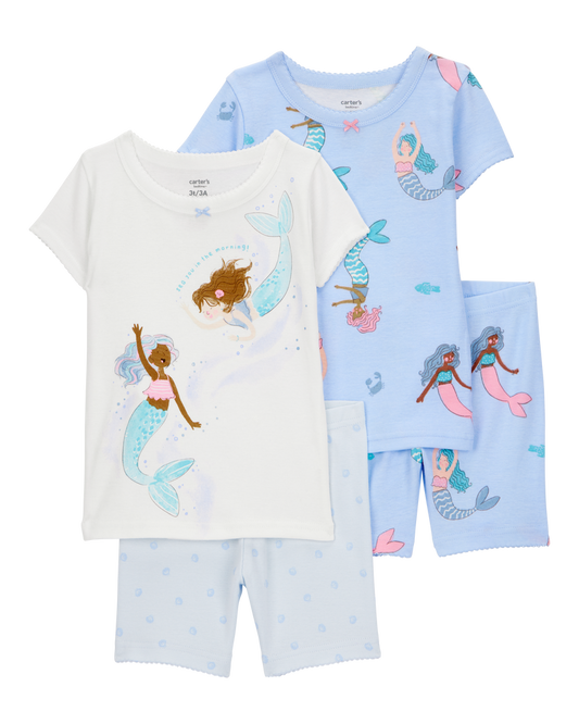 Carter's Toddler Mermaid Print Snug Fit Cotton 4-Piece Pyjamas
