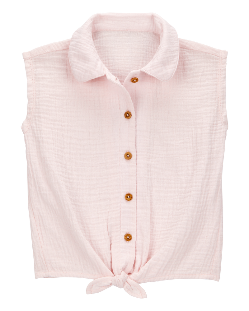 Carter's Toddler Solid Sleeveless Fashion Top with Ruffle Gauze Shorts - Pink