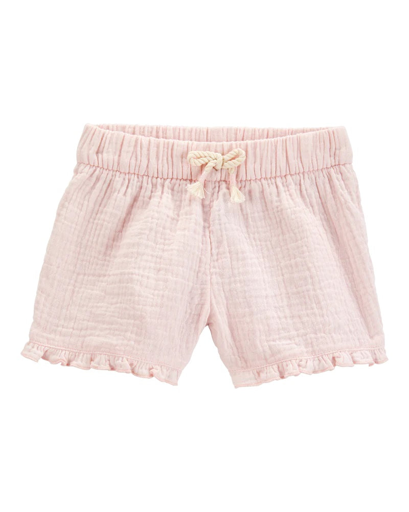Carter's Toddler Solid Sleeveless Fashion Top with Ruffle Gauze Shorts - Pink