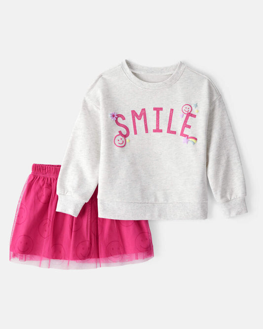 Carter's Toddler Girl Smile French Terry Long-Sleeve Top & Skirt Set