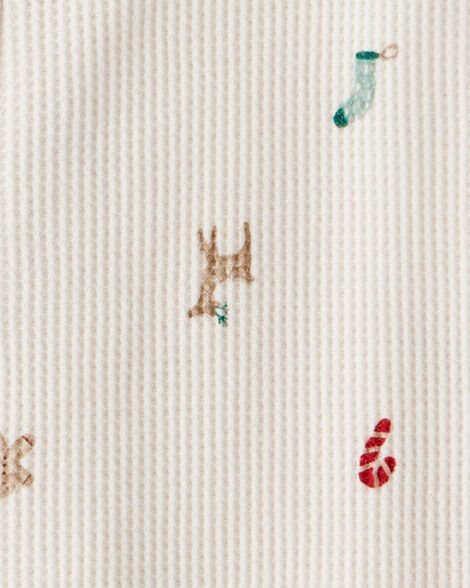 Carter's Toddler Mini Christmas Cotton Long-Sleeve Snug Fit 1-Piece Pajamas - White