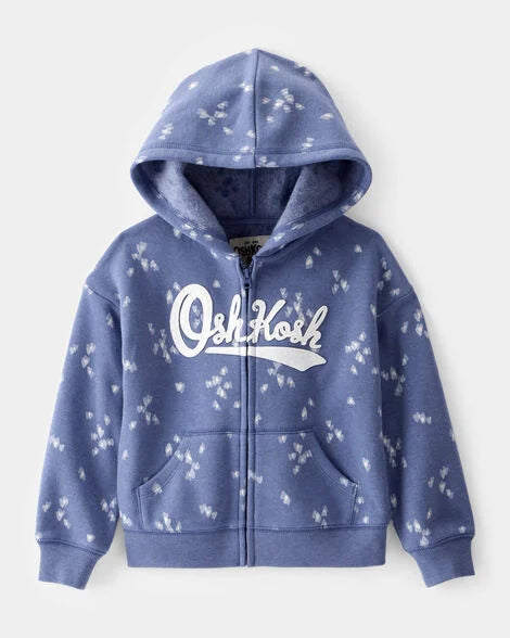Oshkosh Toddler Heart Print OshKosh Fleece Logo Zip Jacket with Fleece Joggers