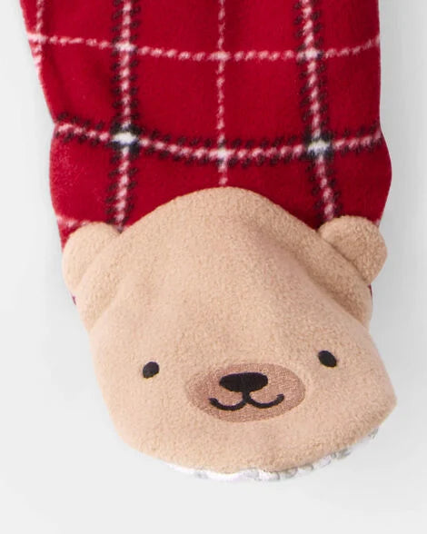 Carter's Toddler Boy Plaid Fleece Long-Sleeve Loose Fit 1-Piece Pajamas - Red