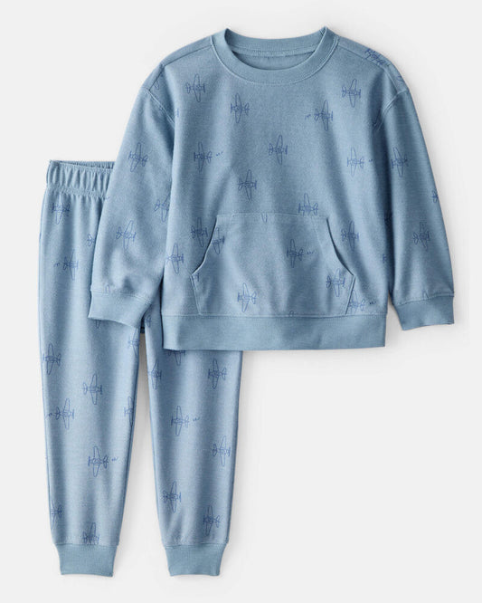 Carter's Toddler Boy Airplane French Terry Long-Sleeve Tee & Pant Set - Blue
