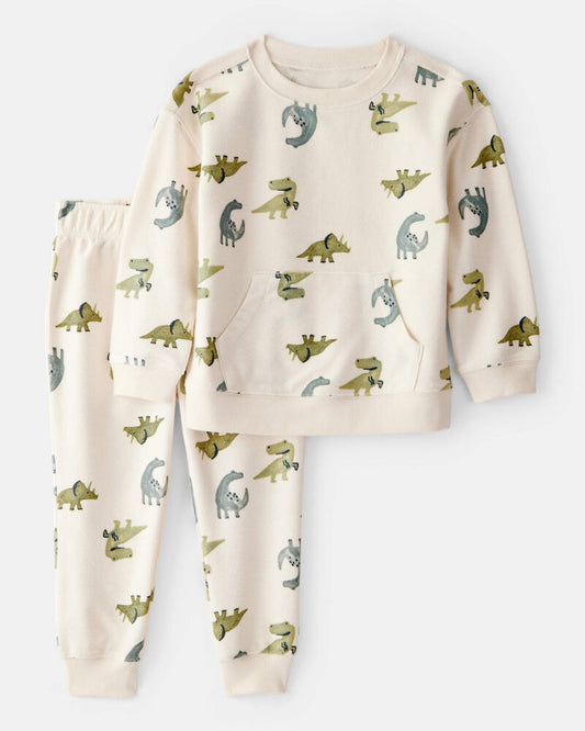 Carter's Toddler Boy Dinosaur French Terry Long-Sleeve Tee & Pant Set - Ivory