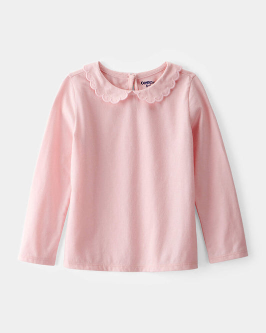 Oshkosh Toddler Scalloped Collar Long-Sleeve Shirt - Pink
