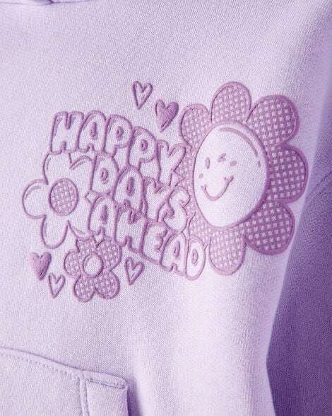 Carter's Toddler Girl 2-Piece DayDream Fleece Flower Graphic Long-Sleeve Hoodie & Pant Set - Purple