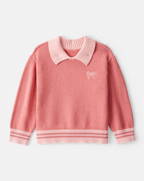 Carter's Toddler Girl Bow Cotton Long-Sleeve Sweater - Pink