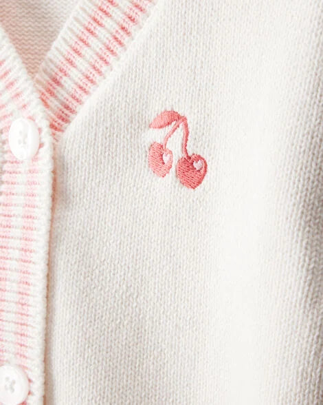 Carter's Toddler Girl Cherry Cotton Long-Sleeve Sweater - White